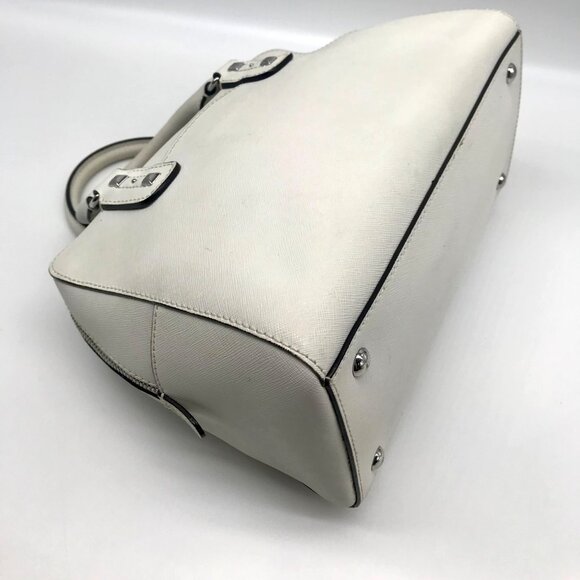 Michael Kors White Saffiano Leather Studded Satchel - Picture 6 of 13